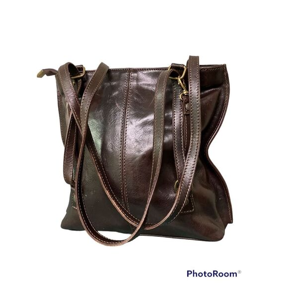 Leather Shop Made In Italy Convertable Brown Tote/Backpack. EUC Genuine Leather - Picture 5 of 15